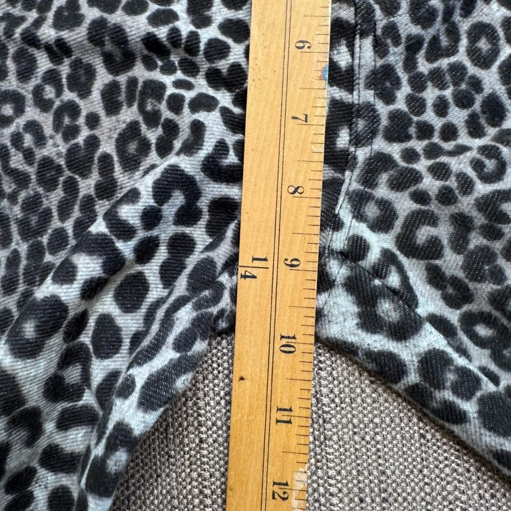 Michael Kors Womens Gray Black Leopard Print Skinny Pants Size M Gold Hardware